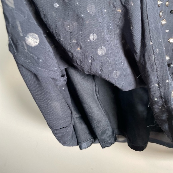 FRENCH CONNECTION Dress Navy Blue Studded Rockstud V Neck Sleeveless Shift boho - Picture 9 of 16